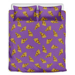 Purple Pizza Pattern Print Duvet Cover Bedding Set