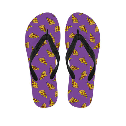 Purple Pizza Pattern Print Flip Flops