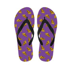 Purple Pizza Pattern Print Flip Flops