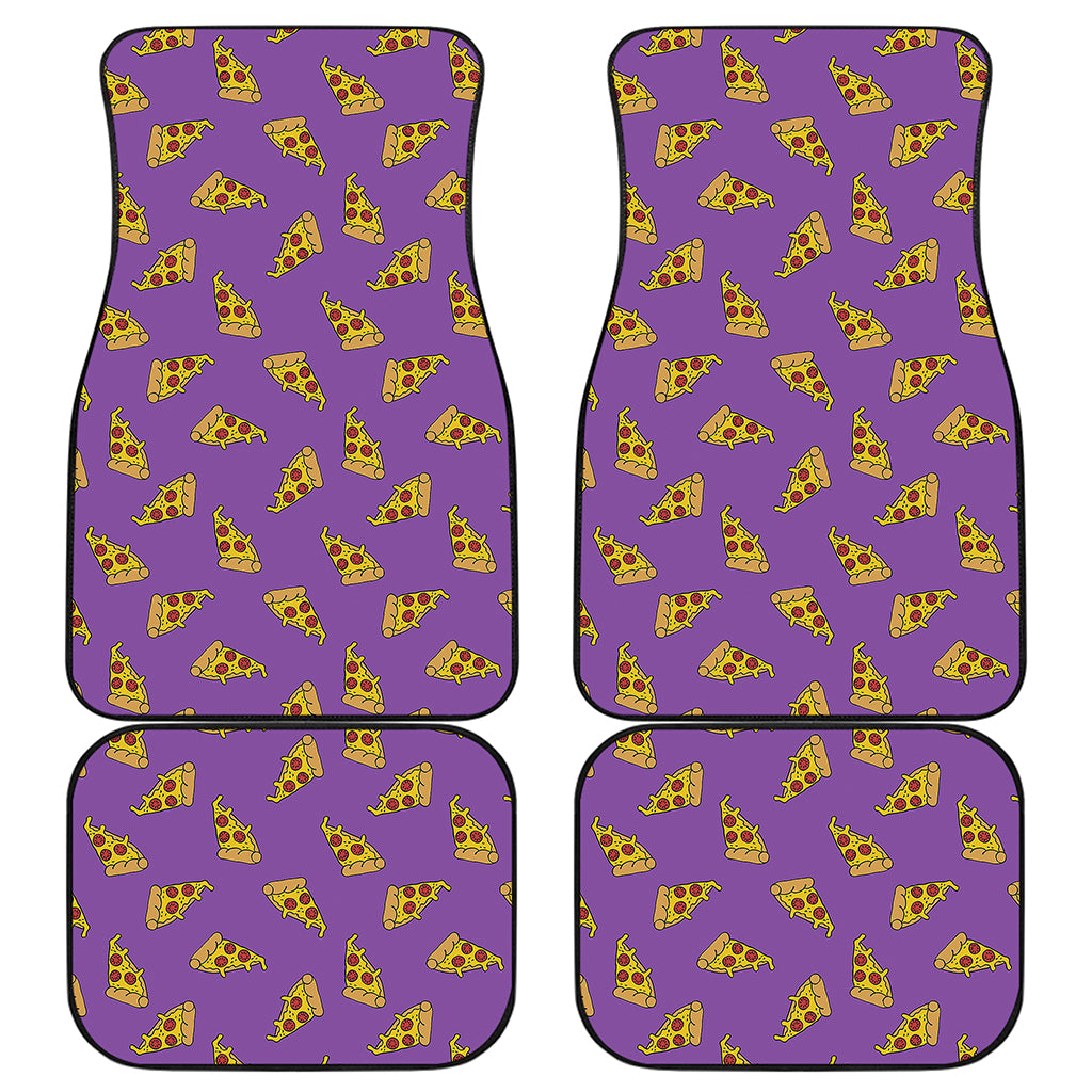 Purple Pizza Pattern Print Front and Back Car Floor Mats