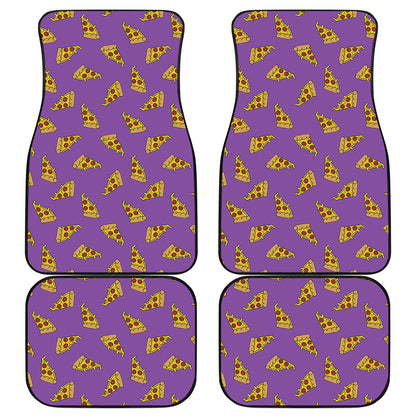 Purple Pizza Pattern Print Front and Back Car Floor Mats