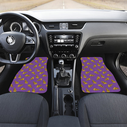 Purple Pizza Pattern Print Front and Back Car Floor Mats