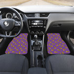 Purple Pizza Pattern Print Front and Back Car Floor Mats