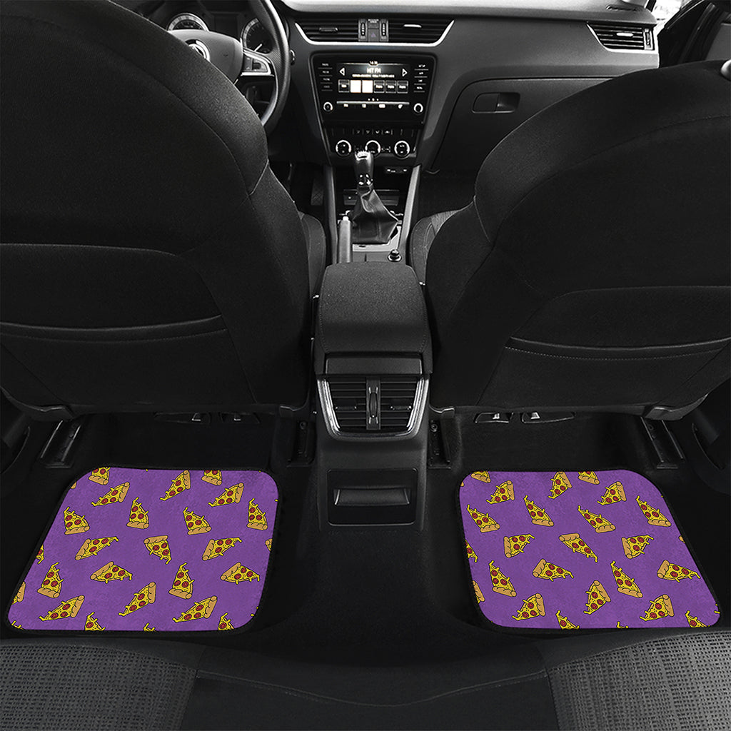 Purple Pizza Pattern Print Front and Back Car Floor Mats
