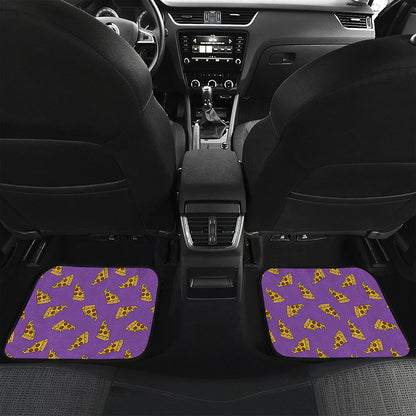 Purple Pizza Pattern Print Front and Back Car Floor Mats