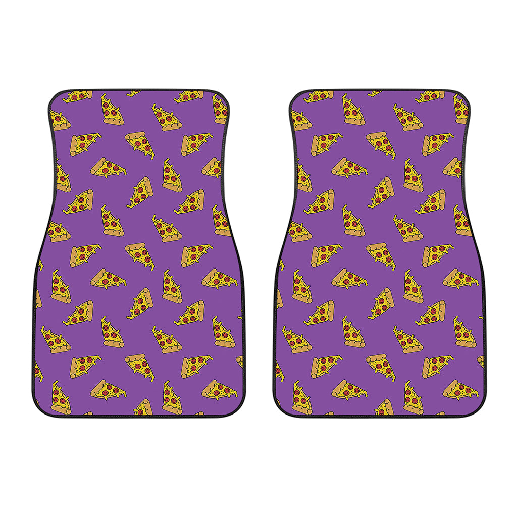 Purple Pizza Pattern Print Front Car Floor Mats
