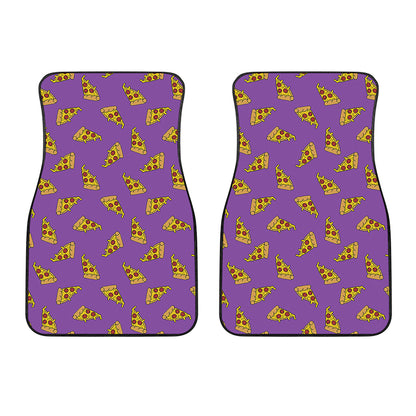 Purple Pizza Pattern Print Front Car Floor Mats