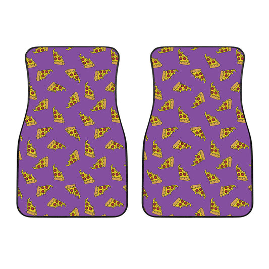 Purple Pizza Pattern Print Front Car Floor Mats