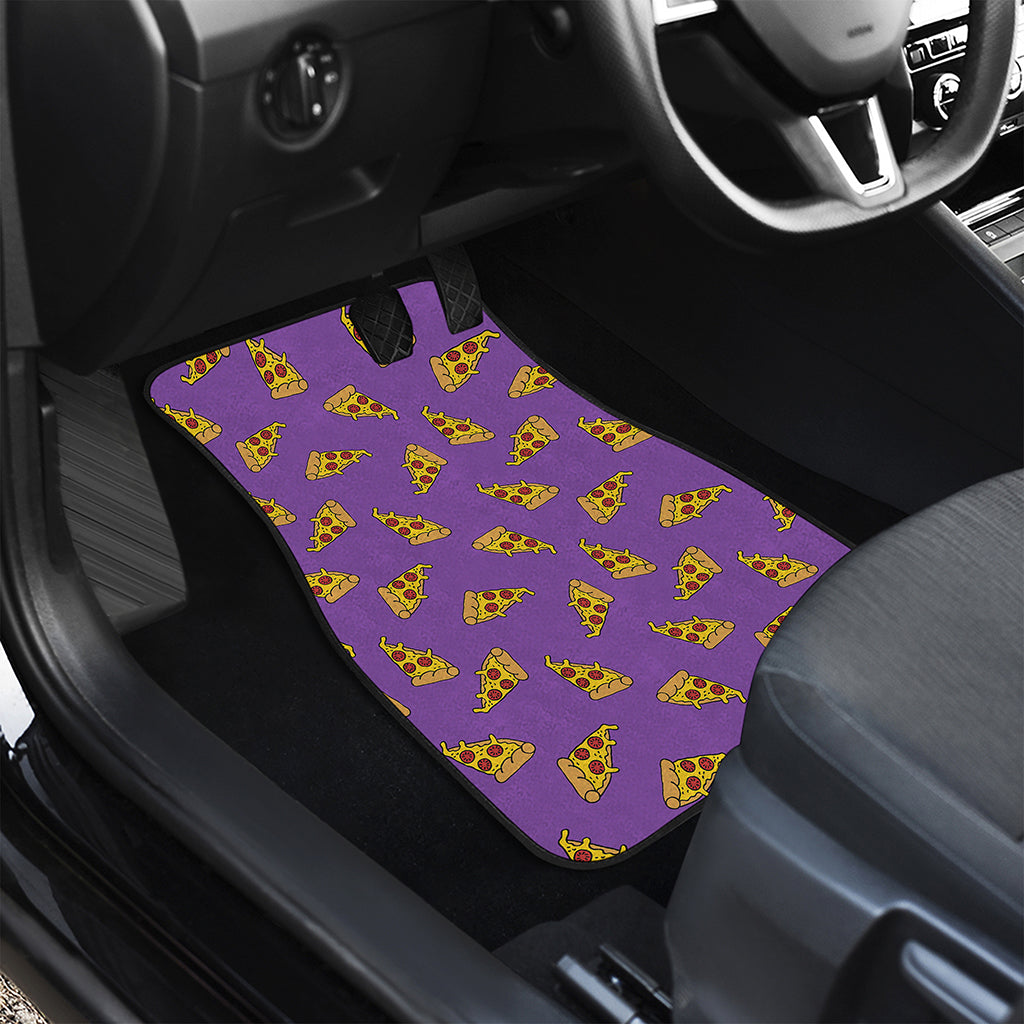 Purple Pizza Pattern Print Front Car Floor Mats