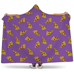 Purple Pizza Pattern Print Hooded Blanket