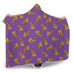Purple Pizza Pattern Print Hooded Blanket