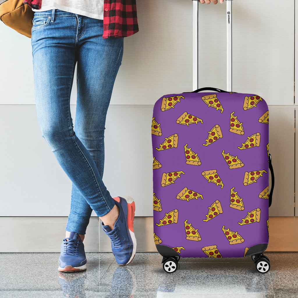 Purple Pizza Pattern Print Luggage Cover