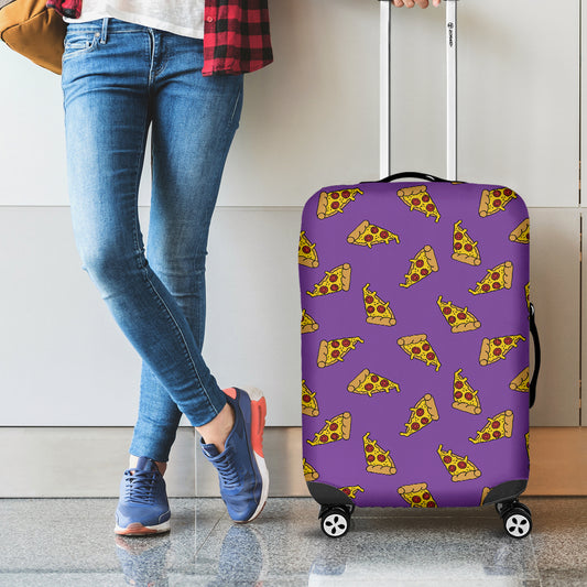 Purple Pizza Pattern Print Luggage Cover