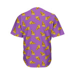 Purple Pizza Pattern Print Men's Baseball Jersey