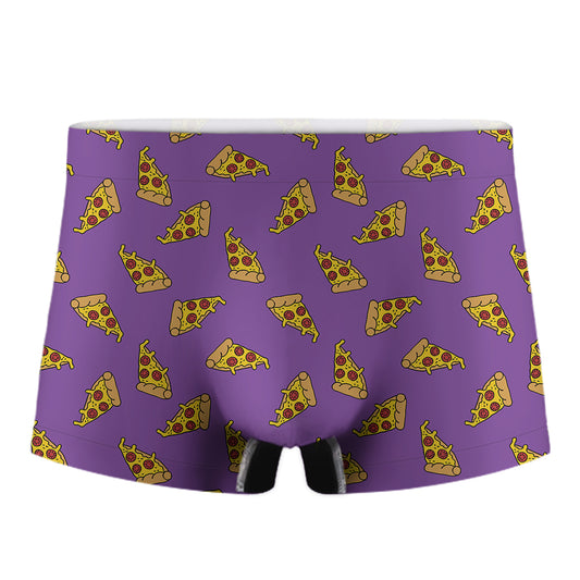 Purple Pizza Pattern Print Men's Boxer Briefs