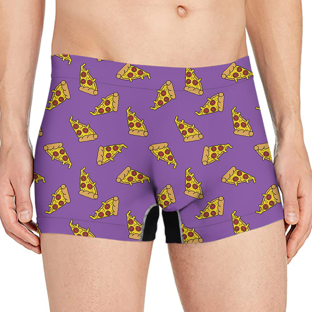 Purple Pizza Pattern Print Men's Boxer Briefs