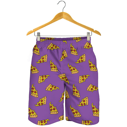 Purple Pizza Pattern Print Men's Shorts
