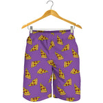 Purple Pizza Pattern Print Men's Shorts