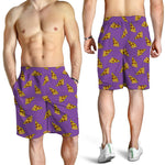 Purple Pizza Pattern Print Men's Shorts