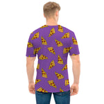 Purple Pizza Pattern Print Men's T-Shirt