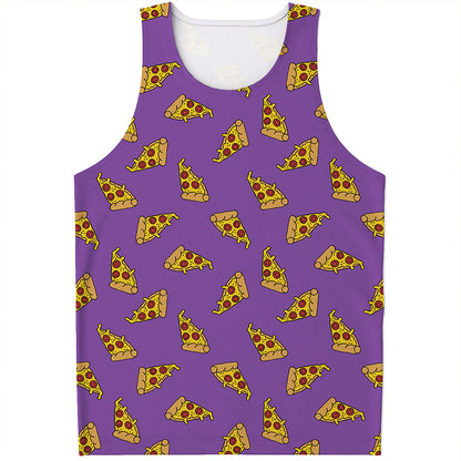 Purple Pizza Pattern Print Men's Tank Top