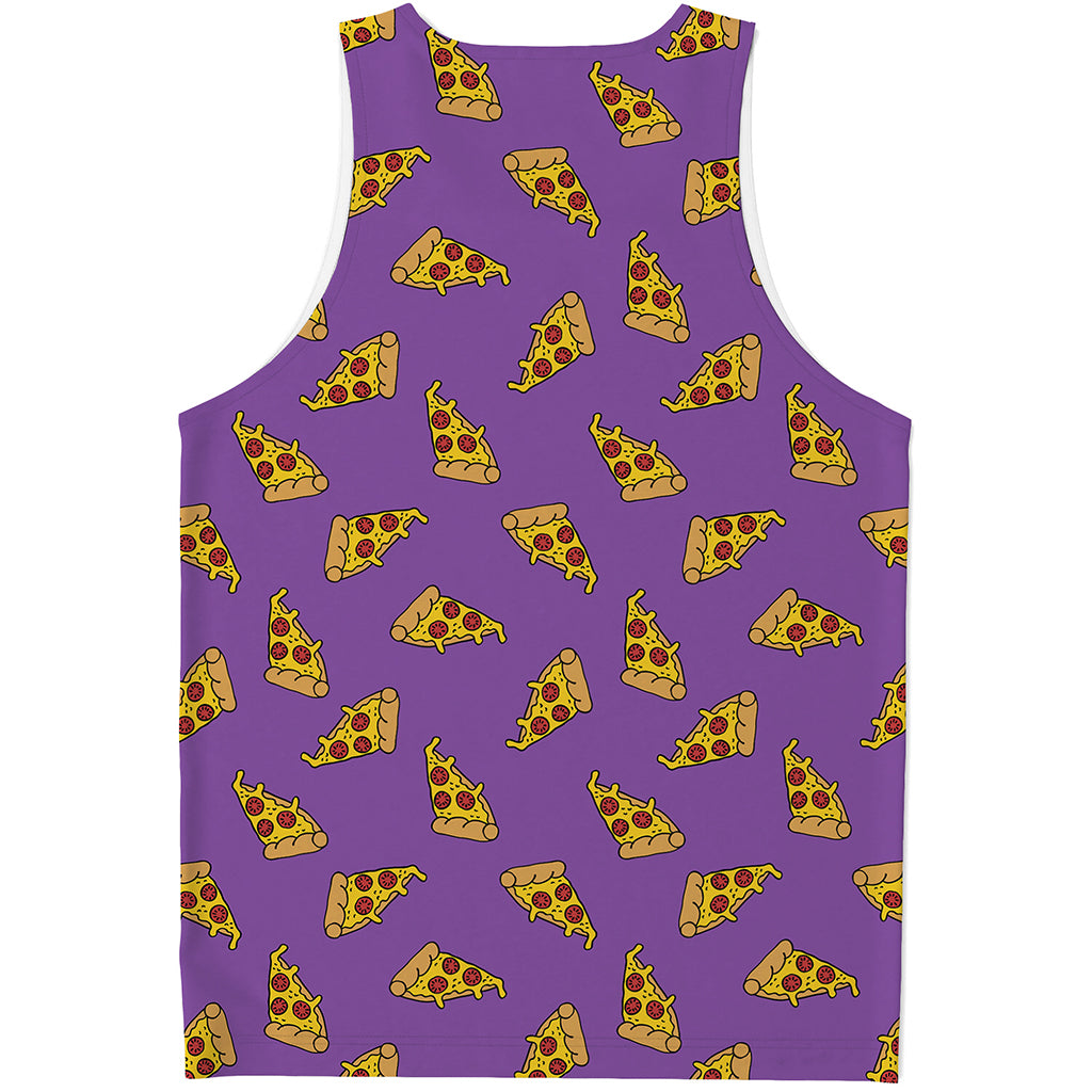 Purple Pizza Pattern Print Men's Tank Top