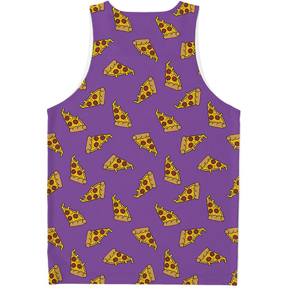 Purple Pizza Pattern Print Men's Tank Top