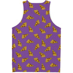 Purple Pizza Pattern Print Men's Tank Top