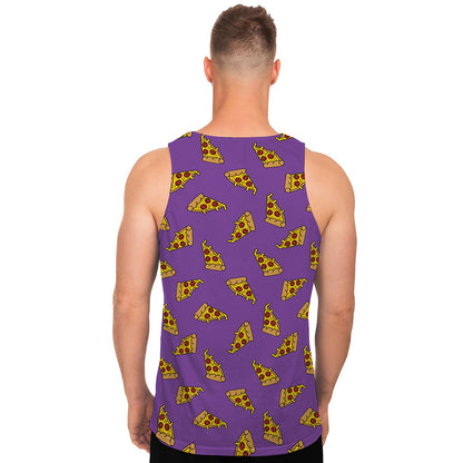 Purple Pizza Pattern Print Men's Tank Top