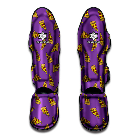 Purple Pizza Pattern Print Muay Thai Shin Guard