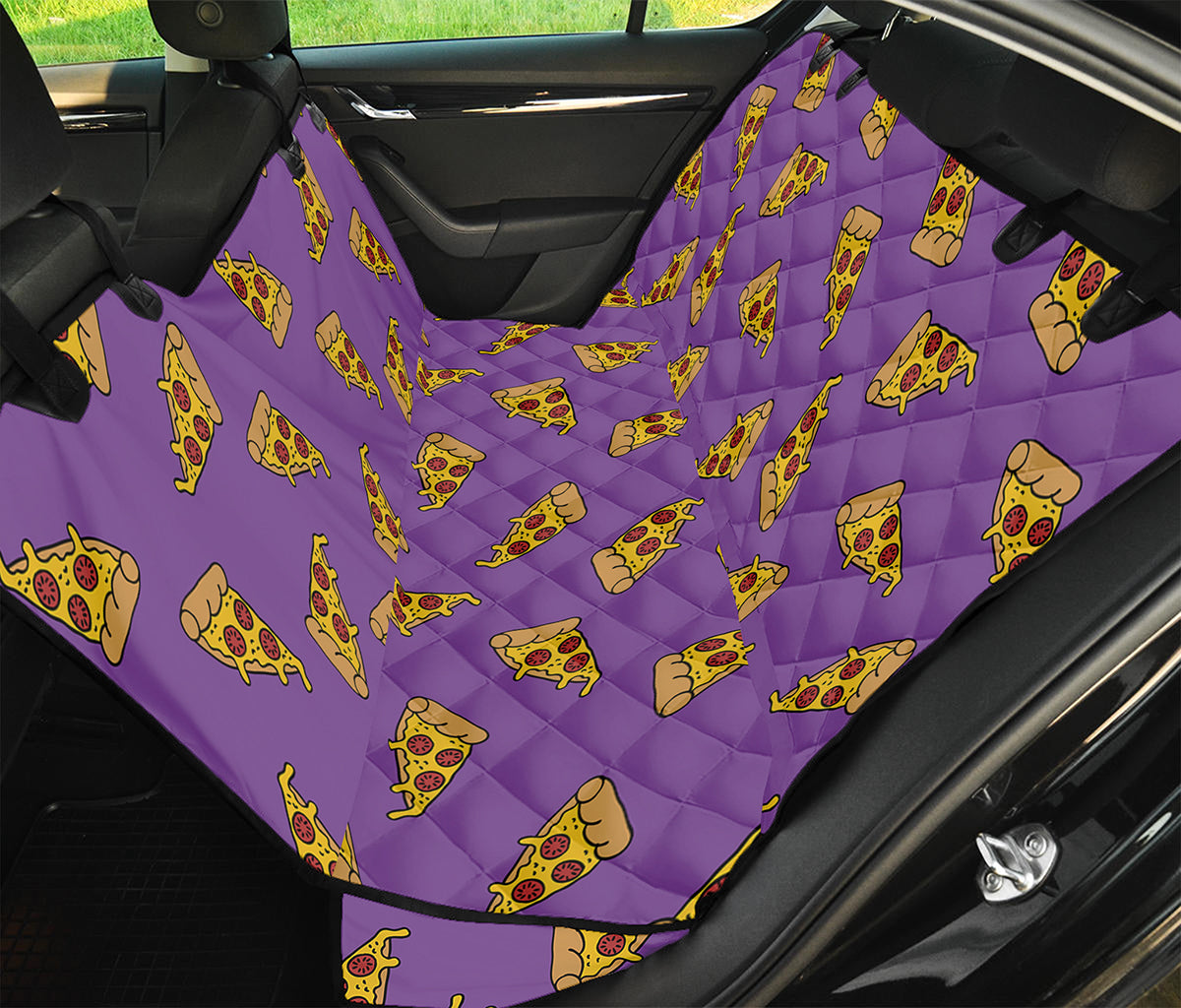 Purple Pizza Pattern Print Pet Car Back Seat Cover