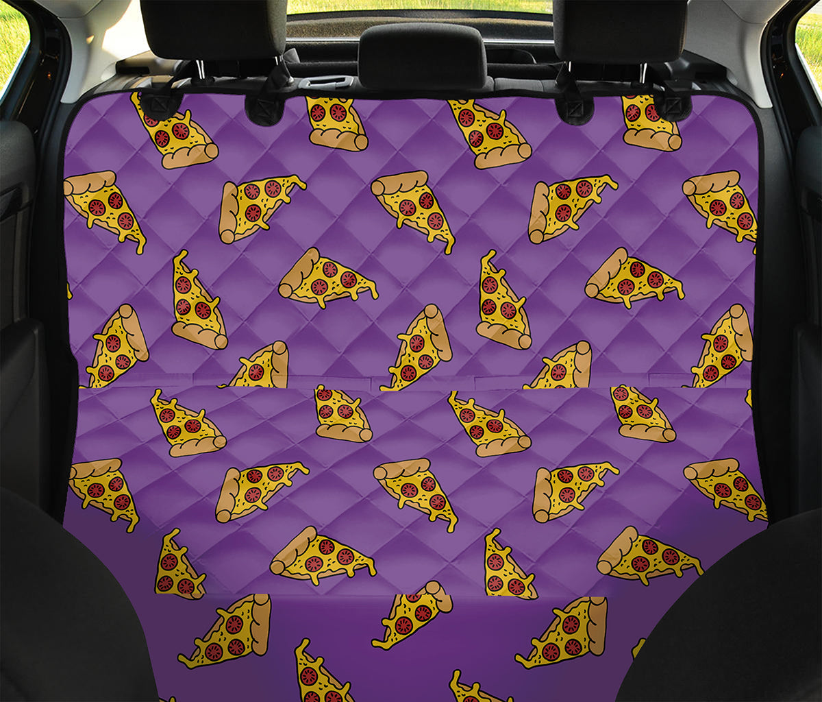 Purple Pizza Pattern Print Pet Car Back Seat Cover