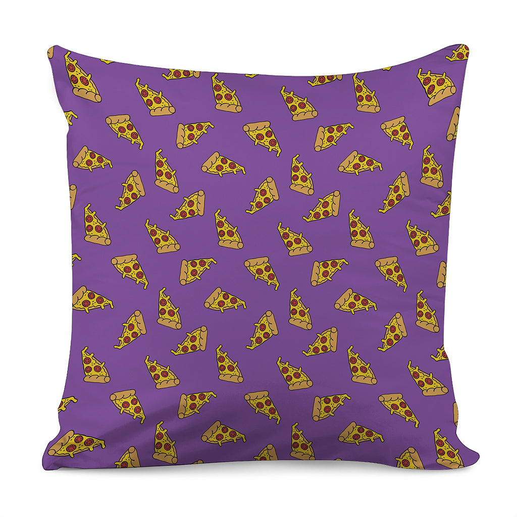 Purple Pizza Pattern Print Pillow Cover