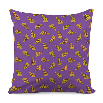 Purple Pizza Pattern Print Pillow Cover