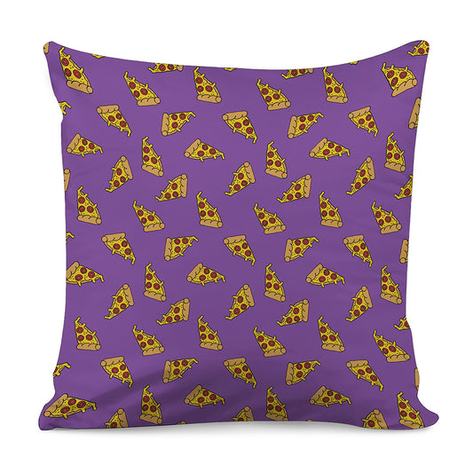 Purple Pizza Pattern Print Pillow Cover