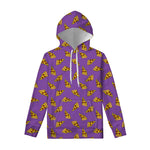 Purple Pizza Pattern Print Pullover Hoodie