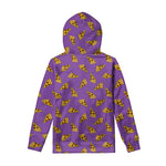 Purple Pizza Pattern Print Pullover Hoodie