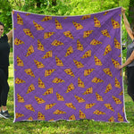 Purple Pizza Pattern Print Quilt