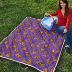 Purple Pizza Pattern Print Quilt