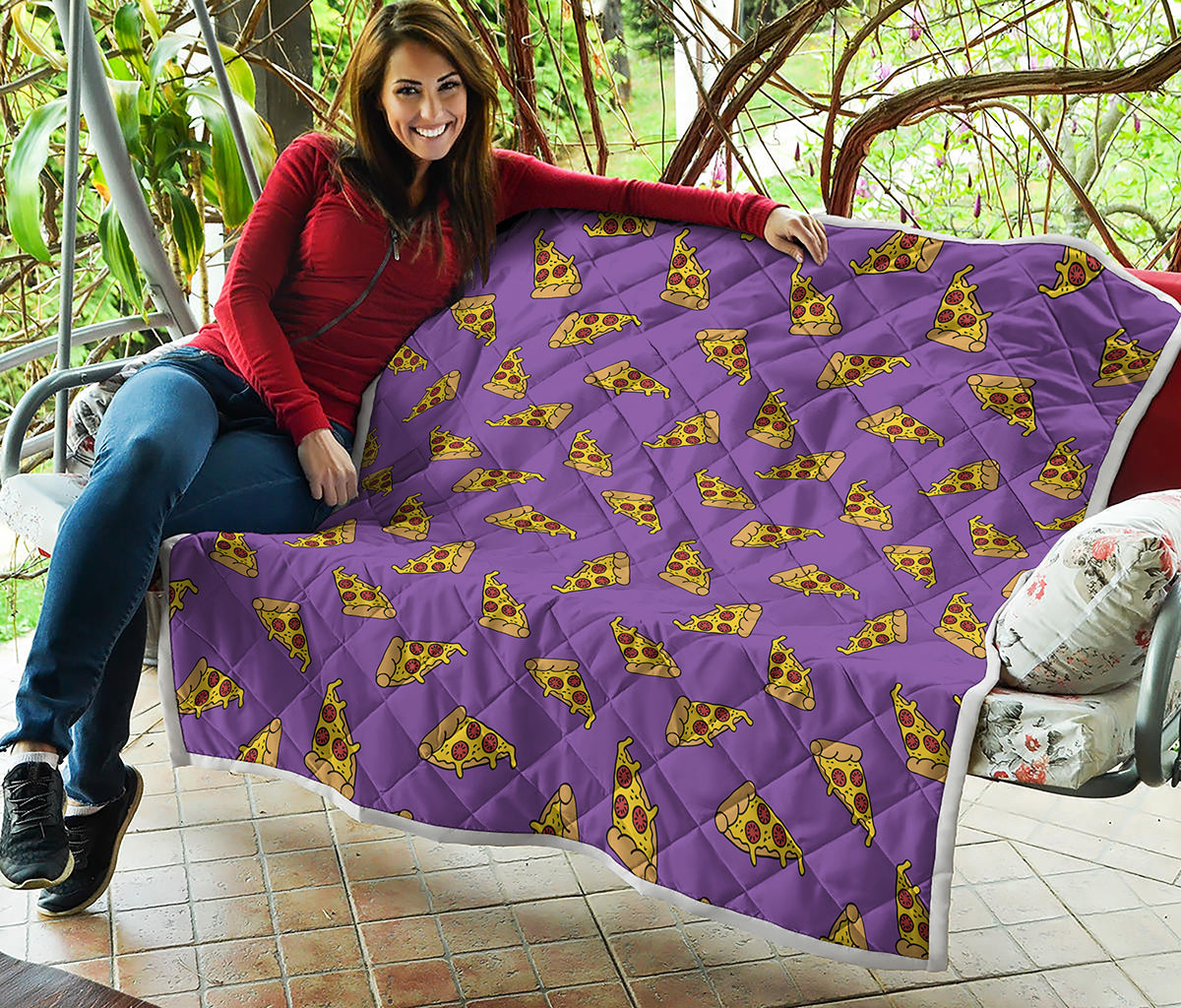 Purple Pizza Pattern Print Quilt