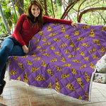Purple Pizza Pattern Print Quilt