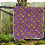 Purple Pizza Pattern Print Quilt