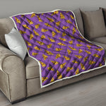 Purple Pizza Pattern Print Quilt