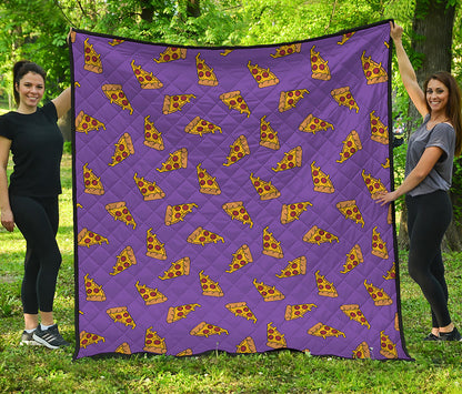 Purple Pizza Pattern Print Quilt