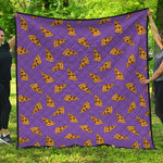 Purple Pizza Pattern Print Quilt
