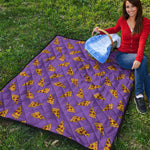 Purple Pizza Pattern Print Quilt