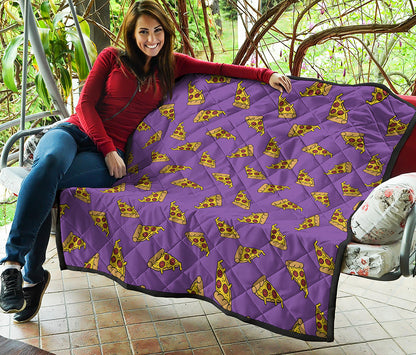 Purple Pizza Pattern Print Quilt