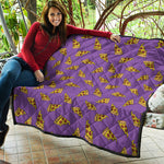 Purple Pizza Pattern Print Quilt