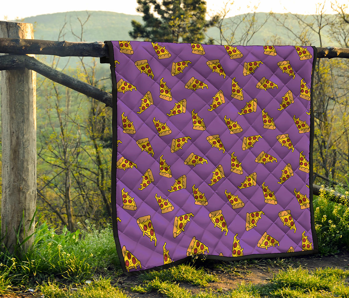 Purple Pizza Pattern Print Quilt