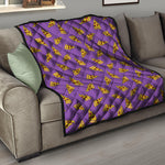 Purple Pizza Pattern Print Quilt